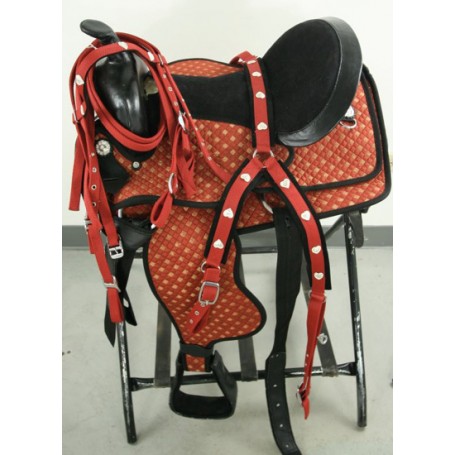 NEW RED SYNTHETIC WESTERN HORSE SADDLE W Tack