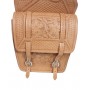 Large Leather Hand Carved Natural Horse Saddle Bags
