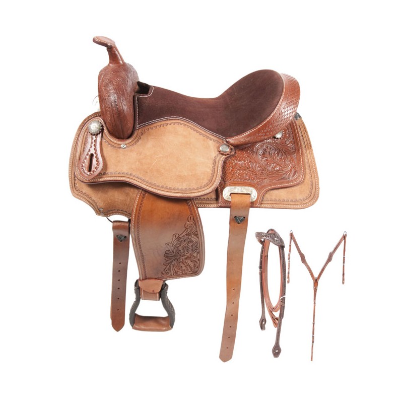 Premium Leather Rough Out Ranch Trail Saddle 15