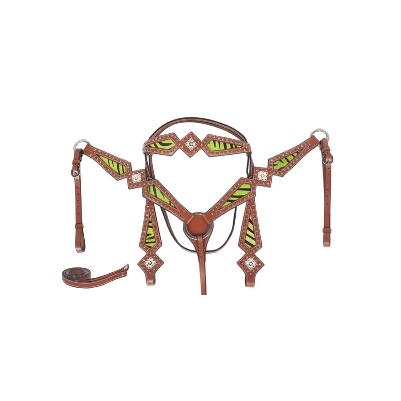 Western Horse Tack Show Bling Green Headstall Breast Collar