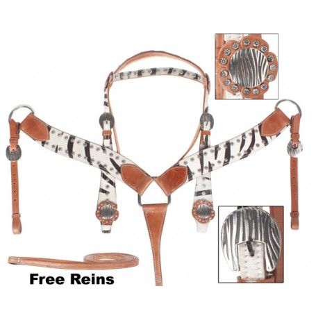 On Sale Show Zebra Show Bling Silver Headstall Breast Collar