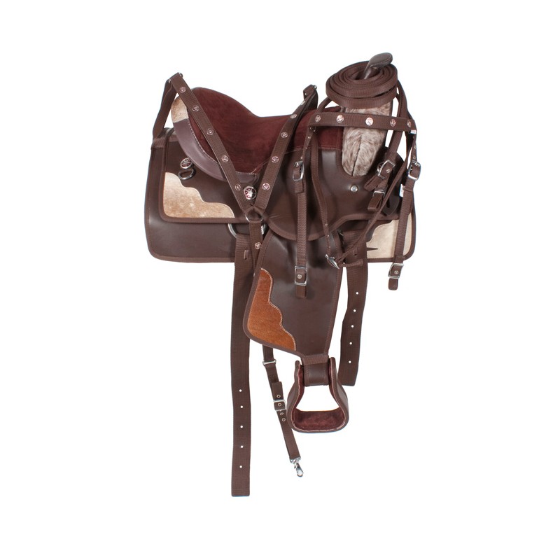 Western Synthetic DuraLeather/Hair on Hide Horse Saddle 14