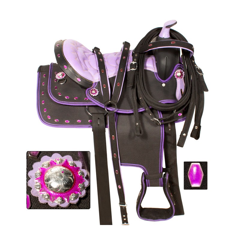 Purple Crystal Western Synthetic Horse Saddle 15