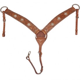 Texas Star Brindle Cowhide Horse Headstall Breast Collar