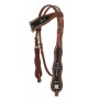 Turquoise Black Hair Hide Leather Headstall Breast Collar