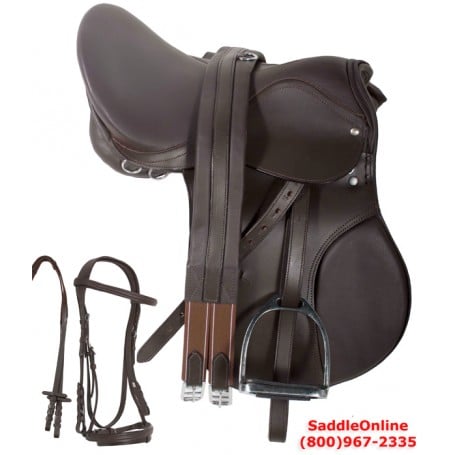 Premium 16 Brown  English Horse Leather Saddle Tack